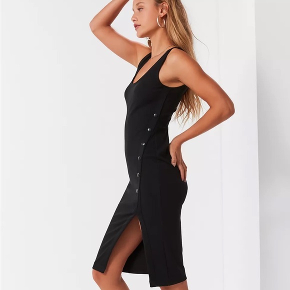UO urban outfitters ribbed Addy Snap-Button Bodycon Midi Tank Dress - Picture 4 of 12